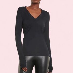 Commando Black Long Sleeve V-Neck Top
